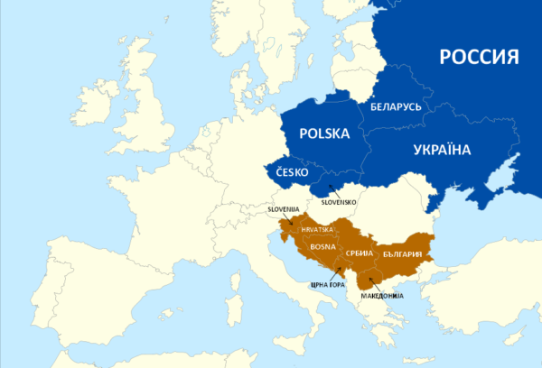 Map of Slavic languages in Europe