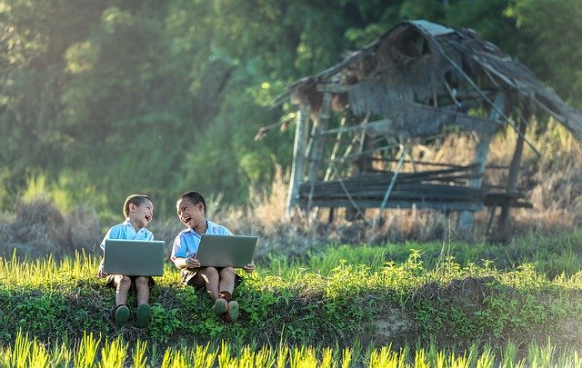 children playing to learn language, not study