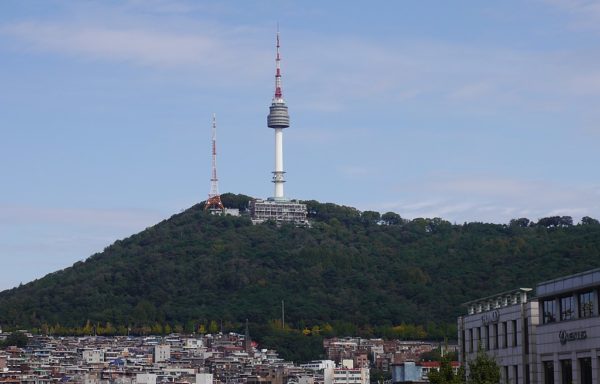 namsan tower sits above seoul, south korea