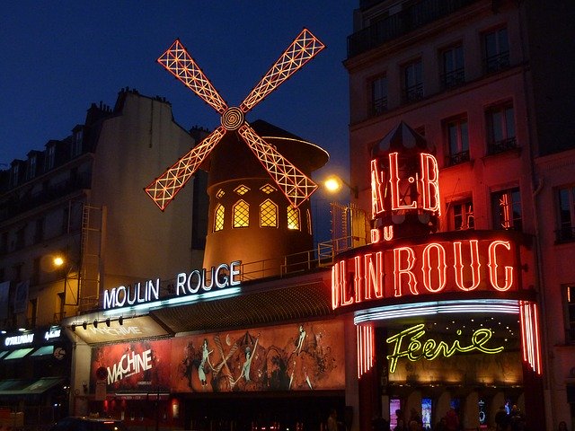 The Moulin Rouge is a word famous Paris cabaret club.