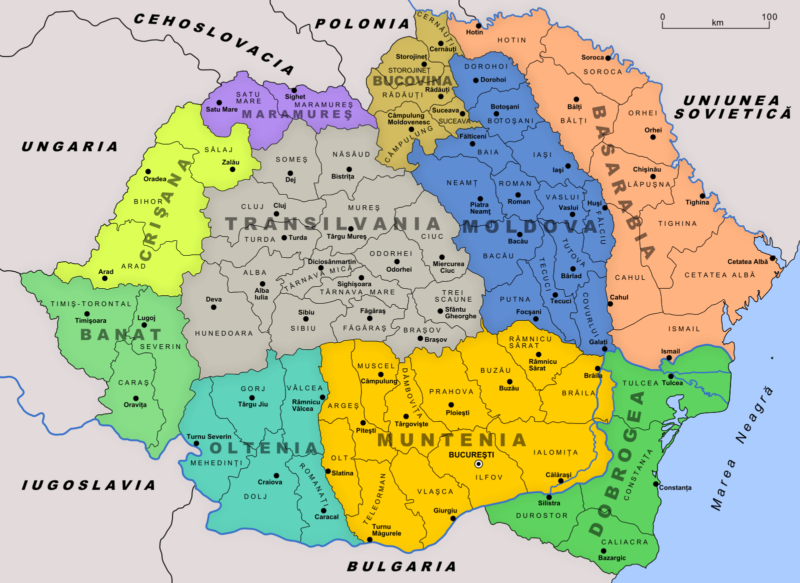 Map of the Romanian dialects